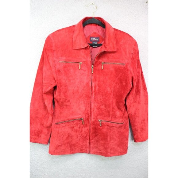 Jessi Lee 100% Leather Red Western Prairie Jacket-Size Medium-Pockets - Picture 1 of 9